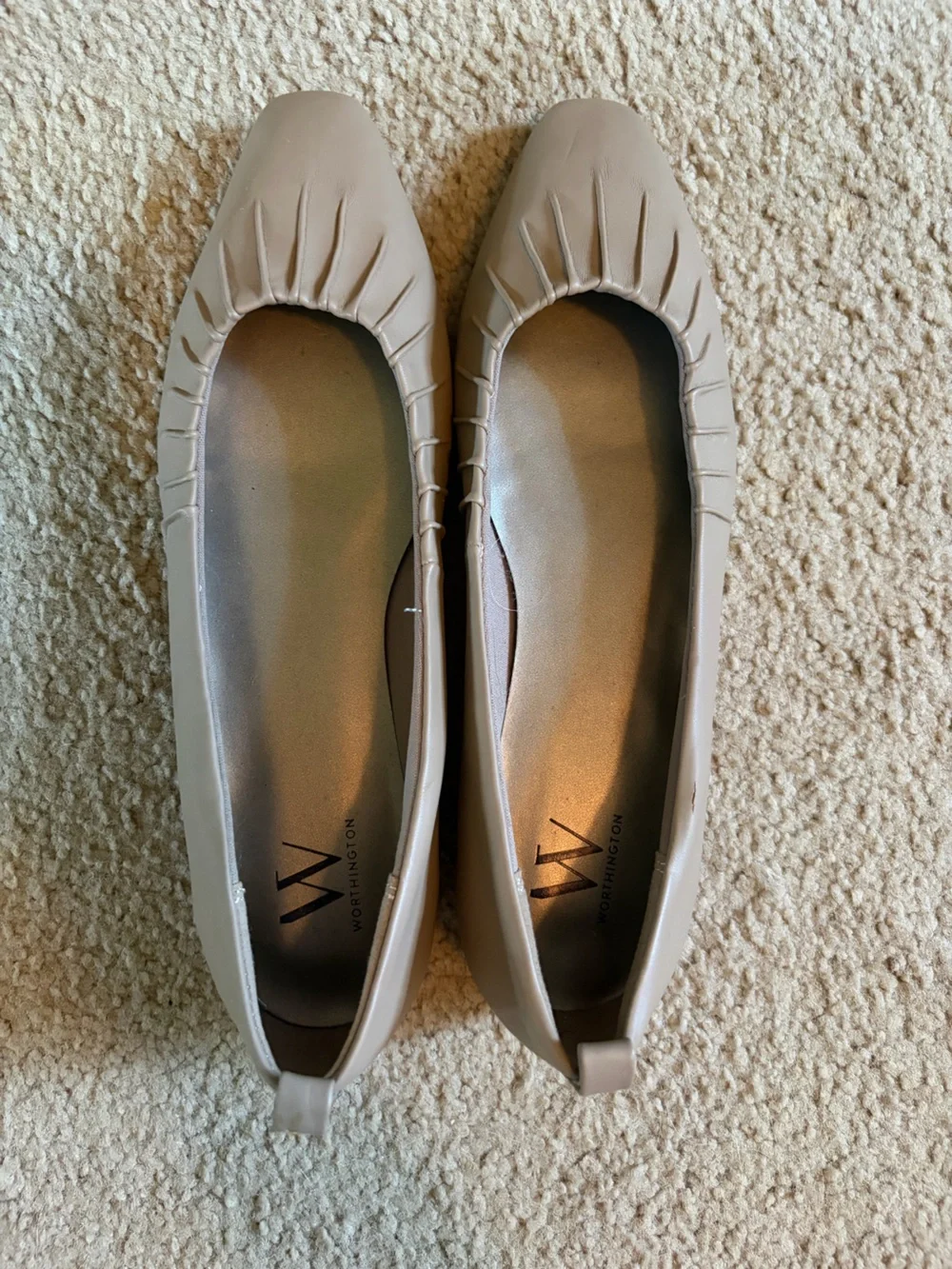 Worthington Women's Neutral Ruched Ballet Flats - Light Beige